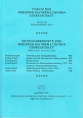 Cover: Forum der Berliner Mathematischen Gesellschaft / Sitzungsberichte der Berliner Mathematischen Gesellschaft 2000-2010, Erster Teil - Berliner Mathematische Gesellschaft e.V. c/oFreie Universit&auml;t Berlin Sekretariat Prof. Polthier
