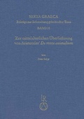 Cover: Zur mittelalterlichen &Uuml;berlieferung von Aristoteles' De motu animalium - Reichert Verlag