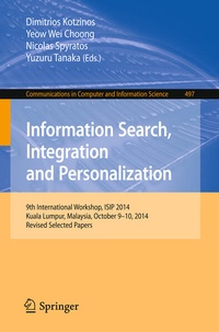 Enlarge image Cover: Information Search, Integration and Personalization - Springer