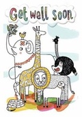 Cover: Animals - Get Well Colouring Card-Book - Cardooo Ltd