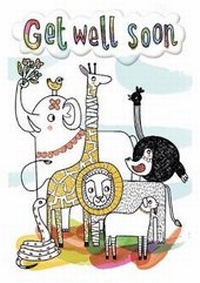 Enlarge image Cover: Animals - Get Well Colouring Card-Book - Cardooo Ltd