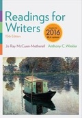 Cover: Readings for Writers, 2016 MLA Update - Wadsworth Publishing Co Inc
