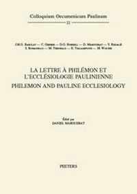 Bild: La lettre a Philemon et l'ecclesiologie paulinienne. Philemon and Pauline Ecclesiology - Peeters Publishers