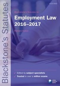 Cover: Blackstone's Statutes on Employment Law 2016-2017 - Oxford University Press
