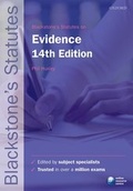 Cover: Blackstone's Statutes on Evidence - Oxford University Press