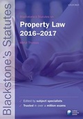 Cover: Blackstone's Statutes on Property Law 2016-2017 - Oxford University Press