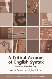 Enlarge image Cover: A Critical Account of English Syntax - Edinburgh University Press
