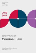Cover: Core Statutes on Criminal Law 2016-17 - Palgrave Macmillan
