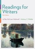 Cover: Readings for Writers (with 2016 MLA Update Card) - Wadsworth Publishing Co Inc