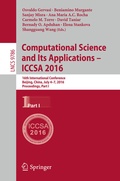 Cover: Computational Science and Its Applications - ICCSA 2016 - Springer