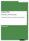 Cover: Predicates of Personal Taste - Grin Verlag