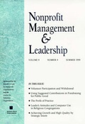 Cover: Nonprofit Management and Leadership, Volume 9, Number 4, Fall 1999 - Jossey-Bass