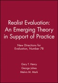 Cover: Realist Evaluation: An Emerging Theory in Support of Practice - Jossey-Bass