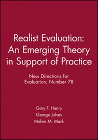 Enlarge image Cover: Realist Evaluation: An Emerging Theory in Support of Practice - Jossey-Bass