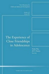 Enlarge image Cover: The Experience of Close Friendship in Adolescence - Jossey-Bass