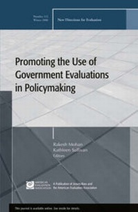 Enlarge image Cover: Promoting the Use of Government Evaluations in Policymaking - Jossey-Bass