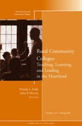 Cover: Rural Community Colleges: Teaching, Learning, and Leading in the Heartland - Jossey-Bass