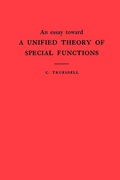 Cover: An Essay Toward a Unified Theory of Special Functions - Princeton University Press