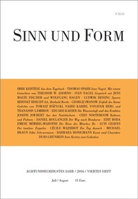 Enlarge image Cover: Sinn und Form 4/2016 - SINN und FORM