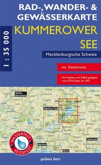 Abbildung von: Rad-, Wander- und Gewässerkarte Kummerower See, Mecklenburgische Schweiz - grünes herz
