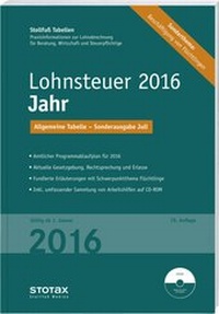 Abbildung von: Tabelle, Lohnsteuer 2016 Jahr - Sonderausgabe Juli - Stollfuß