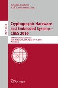 Cover: Cryptographic Hardware and Embedded Systems - CHES 2016 - Springer