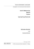 Cover: Neue Schubert-Ausgabe. Kritische Berichte / B&uuml;hnenwerke / Lazarus - Internationale Schubert-Gesellschaft
