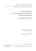 Cover: Neue Schubert-Ausgabe. Kritische Berichte / Werke f&uuml;r Klavier zu zwei H&auml;nden / Klaviersonaten III - Internationale Schubert-Gesellschaft