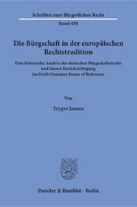 Abbildung von: Die Bürgschaft in der europäischen Rechtstradition - fibre