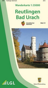 Abbildung von: Wanderkarte 1:35000 Reutlingen Bad Urach - Landesamt für Geoinformation und Landentwicklung Baden-Württemberg (LGL)