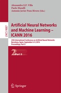 Cover: Artificial Neural Networks and Machine Learning - ICANN 2016 - Springer