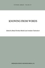 Cover: Knowing from Words - Springer
