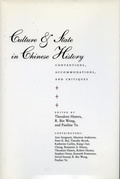 Cover: Culture and State in Chinese History - Stanford University Press