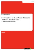 Cover: Ist Neuseeland nach der Wahlrechtsreform 1993 eine Mehrheits- oder Konsensdemokratie? - Grin Verlag