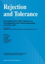 Cover: Rejection and Tolerance - Springer