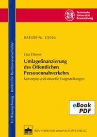 Abbildung von: Umlagefinanzierung des Öffentlichen Personennahverkehrs - Berliner Wissenschafts-Verlag