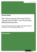 Cover: Eine &Uuml;bersetzung des Rostocker Drucks "Reynke Vosz de Olde" von 1539 aus dem Mittelniederdeutschen - GRIN Verlag