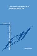 Cover: Cross Border Insolvencies in EU, English and Belgian Law - Kluwer Law International