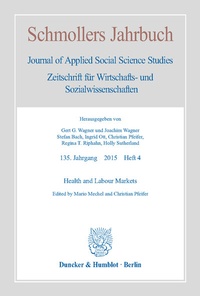 Enlarge image Cover: Health and Labour Markets. - Duncker & Humblot