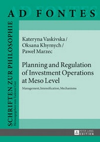 Enlarge image Cover: Planning and Regulation of Investment Operations at Meso Level - Peter Lang Verlag