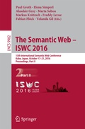 Cover: The Semantic Web - ISWC 2016 - Springer