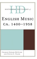 Cover: Historical Dictionary of English Music - Scarecrow Press