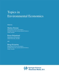 Enlarge image Cover: Topics in Environmental Economics - Springer