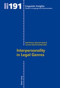 Abbildung von: Interpersonality in Legal Genres - Peter Lang Verlag