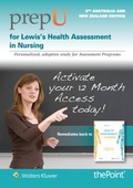 Cover: PrepU for Lewis's Health Assessment in Nursing Australia and New Zealand Edition - Lippincott Williams and Wilkins