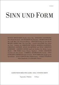 Enlarge image Cover: Sinn und Form 5/2016 - SINN und FORM