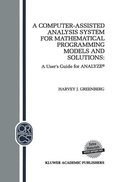 Cover: A Computer-Assisted Analysis System for Mathematical Programming Models and Solutions - Kluwer Academic Publishers