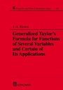 Cover: A Generalized Taylor's Formula for Functions of Several Variables and Certain of its Applications - CRC Press