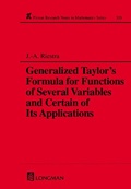 Cover: A Generalized Taylor's Formula for Functions of Several Variables and Certain of its Applications - CRC Press
