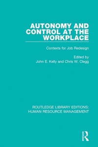 Enlarge image Cover: Autonomy and Control at the Workplace - Routledge